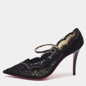 Pre Owned Gucci Black Lace Virginia Mary Jane Pumps Size 39.5