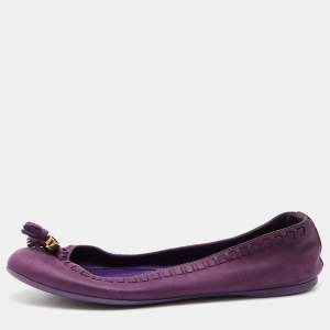 Gucci Purple Leather Tassel Ballet Flats Size 35