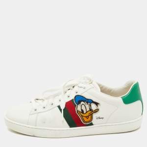 Gucci x Disney White Leather Donald Duck Ace Sneakers Size 38