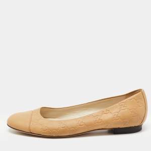 Gucci Beige Leather Guccissima Ballet Flats Size 38.5