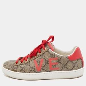 Gucci Brown Canvas and Leather Ace Sneakers Size 35