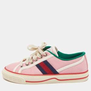 Gucci Pink Canvas Tennis 1977 Low Top Sneakers Size 35.5