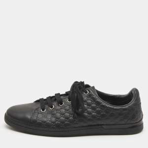 Gucci Black Microguccissima Leather Low Top Sneakers Size 37