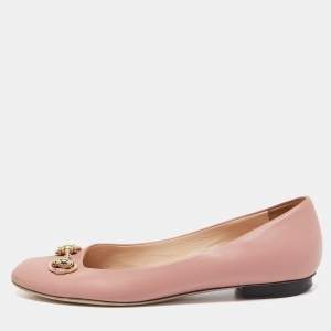 Gucci Pink Leather Horsebit Ballet Flats Size 36.5