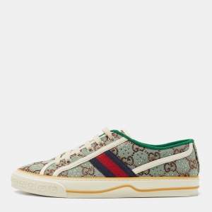 Gucci Green Canvas Tennis 1977 Low Top Sneakers Size 39.5