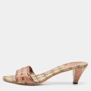 مملوكة مسبقًا Gucci Brown Leather Slide Sandals Size 37.5