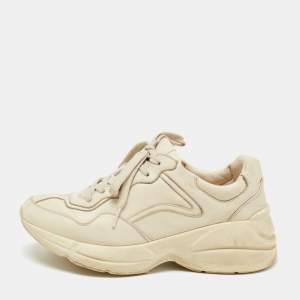 Gucci Cream Leather Rhyton Sneakers Size 38
