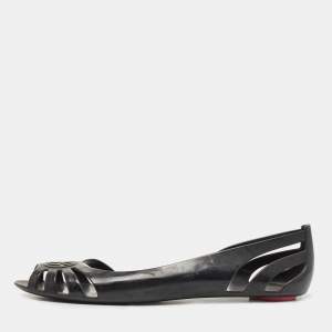 Gucci Black Rubber Interlocking Logo D'Orsay Ballet Flats Size 40