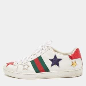 Gucci White Leather Star Ace Sneakers Size 38.5