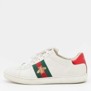 Gucci White Leather Ace Low Top Sneakers Size 37