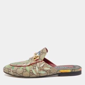 Gucci Multicolor Canvas Princetown Mules Size 36 