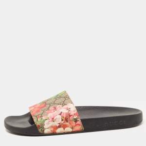 Pre Owned Gucci Multicolor GG Supreme Blooms Canvas Slides Size 41