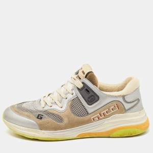 Gucci Two Tone Leather and Mesh Ultrapace Sneakers Size 39.5
