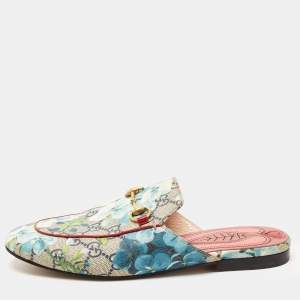 Gucci Multicolor Floral Canvas Princetown Horsebit Flat Mules Size 37