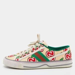Gucci Multicolor Canvas Tennis 1977 GG Apple Print Low Top Sneakers Size 38