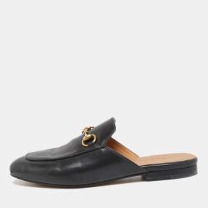 Gucci Black Leather Princetown Mules Size 36