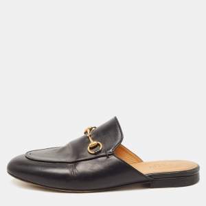 مملوكة مسبقًا Gucci Black Leather Princetown Flat Mules Size 38.5 