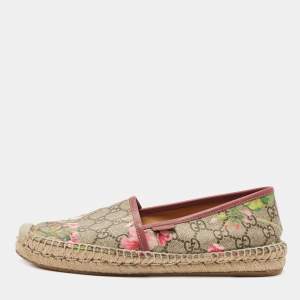 Pre Owned Gucci Multicolor GG Floral Coated Canvas Slip On Espadrille Flats Size 38