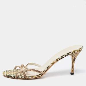 Gucci Brown Python Leather GG Strappy Sandals Size 40