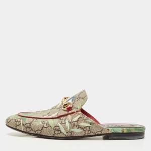 Gucci Grey GG Canvas Princetown  Mules Size 37 