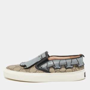 Gucci Tricolor GG Supreme Canvas and Sequins Slip On Sneakers Size 35