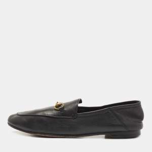 Gucci Black Leather Horsebit Brixton Loafers Size 39