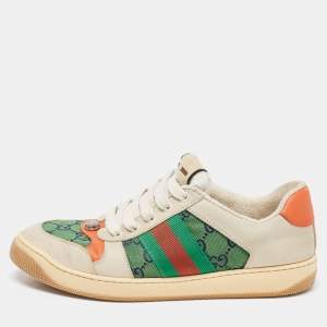Gucci Multicolor Nubuck and Canvas Screener Sneakers Size 39