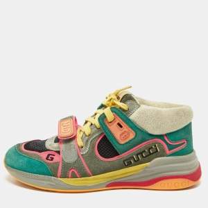 Gucci Multicolor Mesh and Suede Ultrapace Mid Top Sneakers Size 37