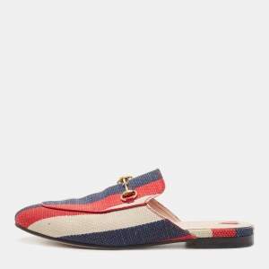 Gucci Multicolor Canvas Princetown Horsebit Mules Size 39.5