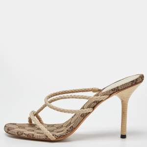 Gucci Cream Braided Leather Cross Strap Slide Sandals Size 38.5