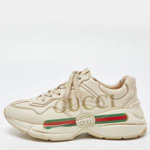 Gucci Cream Leather Rhyton Sneakers Size 38