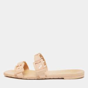 Gucci Beige Jelly Teena Flat Slides Size 38