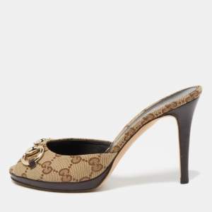 Gucci Brown GG Canvas Hollywood  Sandals Size 36