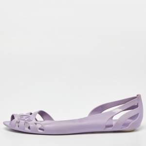 Gucci Purple Jelly Interlocking G Peep Toe D'orsay Flats Size 41.5