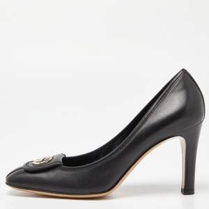 Gucci Black Leather Interlocking GG Pumps Size 37