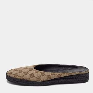 Gucci Beige GG Canvas Mules Size 39 