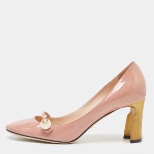 Gucci Beige Patent Leather Vernice Pearl Arielle Mary Jane Pumps Size 39.5