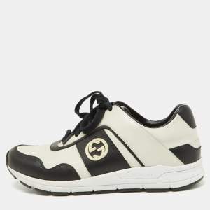 Gucci Black/White Leather Miro Sneakers Size 38.5