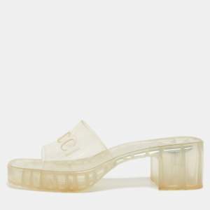 Gucci Transparent Rubber Block Heel Slides Size 37.5
