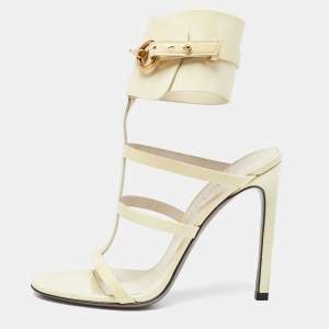 Gucci Cream Patent Leather Ursula Horsebit Gladiator Sandals Size 36