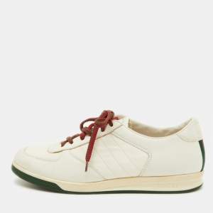 Pre Owned Gucci White Leather and Nylon 1984 Low Top Sneakers Size 37