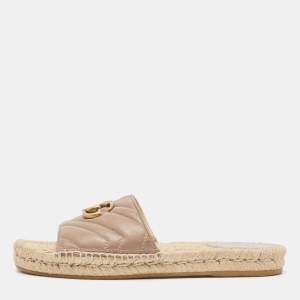 Gucci Beige Dusty Pink Charlotte GG Espadrille Flats Size 38