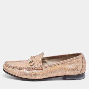 مملوكة مسبقًا Gucci Iridescent Nubuck Leather Horsebit Loafers Size 38.5