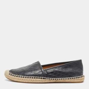 مملوكة مسبقًا Gucci Black Microguccissima Leather Slip On Espadrille Flats Size 37
