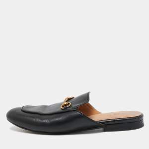 Gucci Black Leather Princetown Mules Size 36  