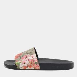 Gucci Multicolor GG Bloom Print Supreme Canvas Slides Size 39