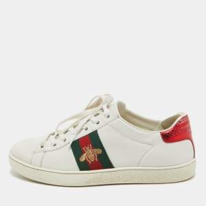 Gucci White Leather Ace Low Top Sneakers Size 37
