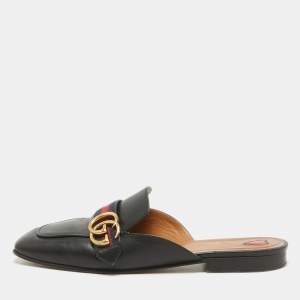 Gucci Black Leather Peyton Mules Size 40 