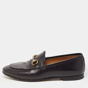 Gucci Black Leather Jordaan Slip On Loafers Size 36