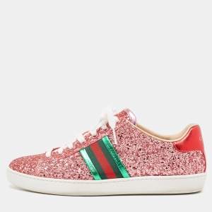 Gucci Tri Color Glitter  and Leather Ace Low Top Sneakers Size 38.5